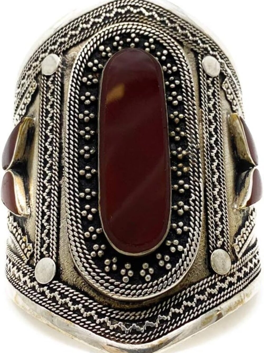 Handmade Adjustable Cuff Bracelet for Women, Bohemian Oxidized Alloy Kuchi